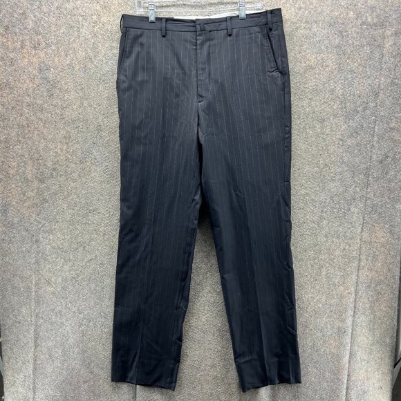 Brooks Brothers Dress Pants Men 41x35 Black Pleated Wool Fitzgerald Trouser